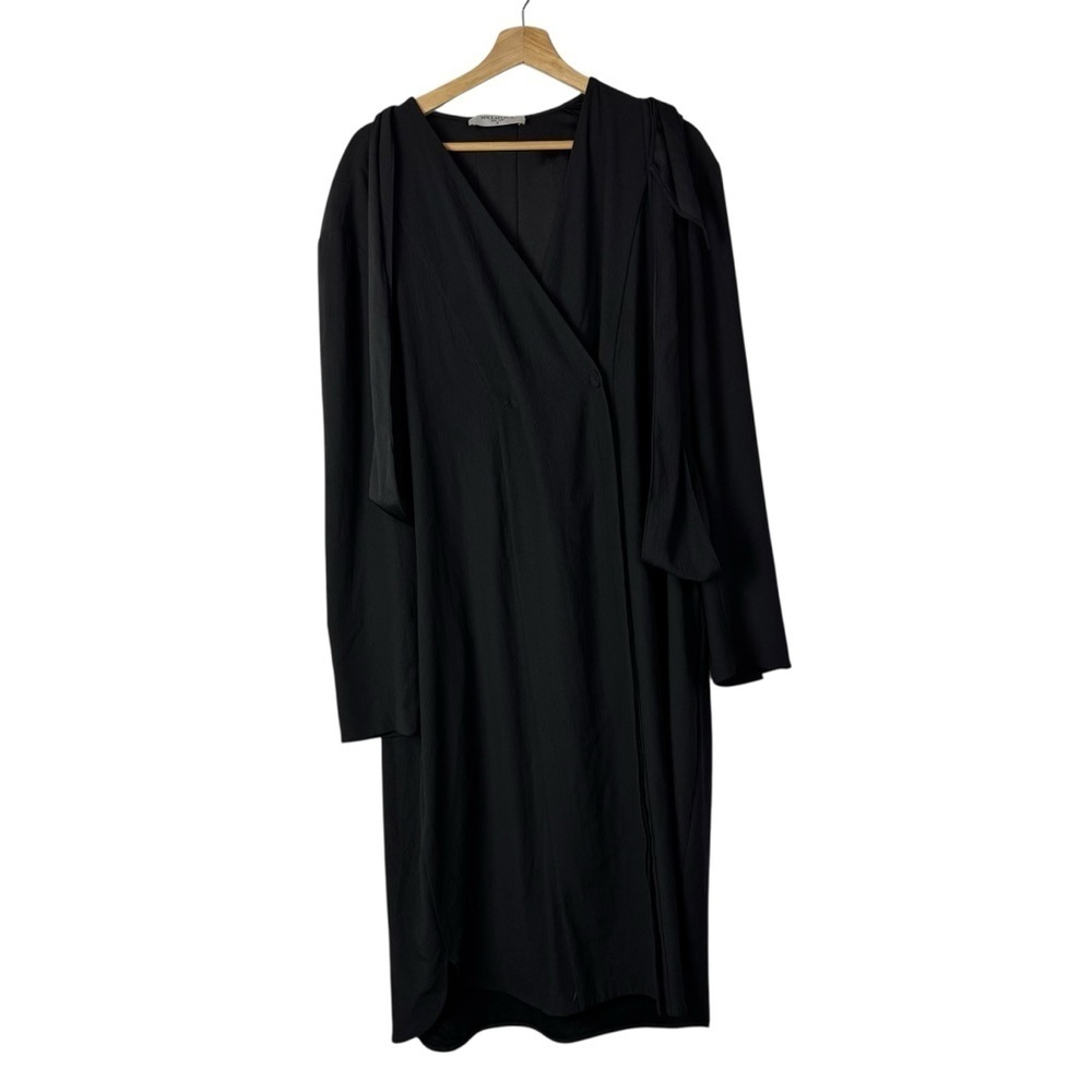 MM Lafleur Black Long Sleeve Wrap Midi Dress 16